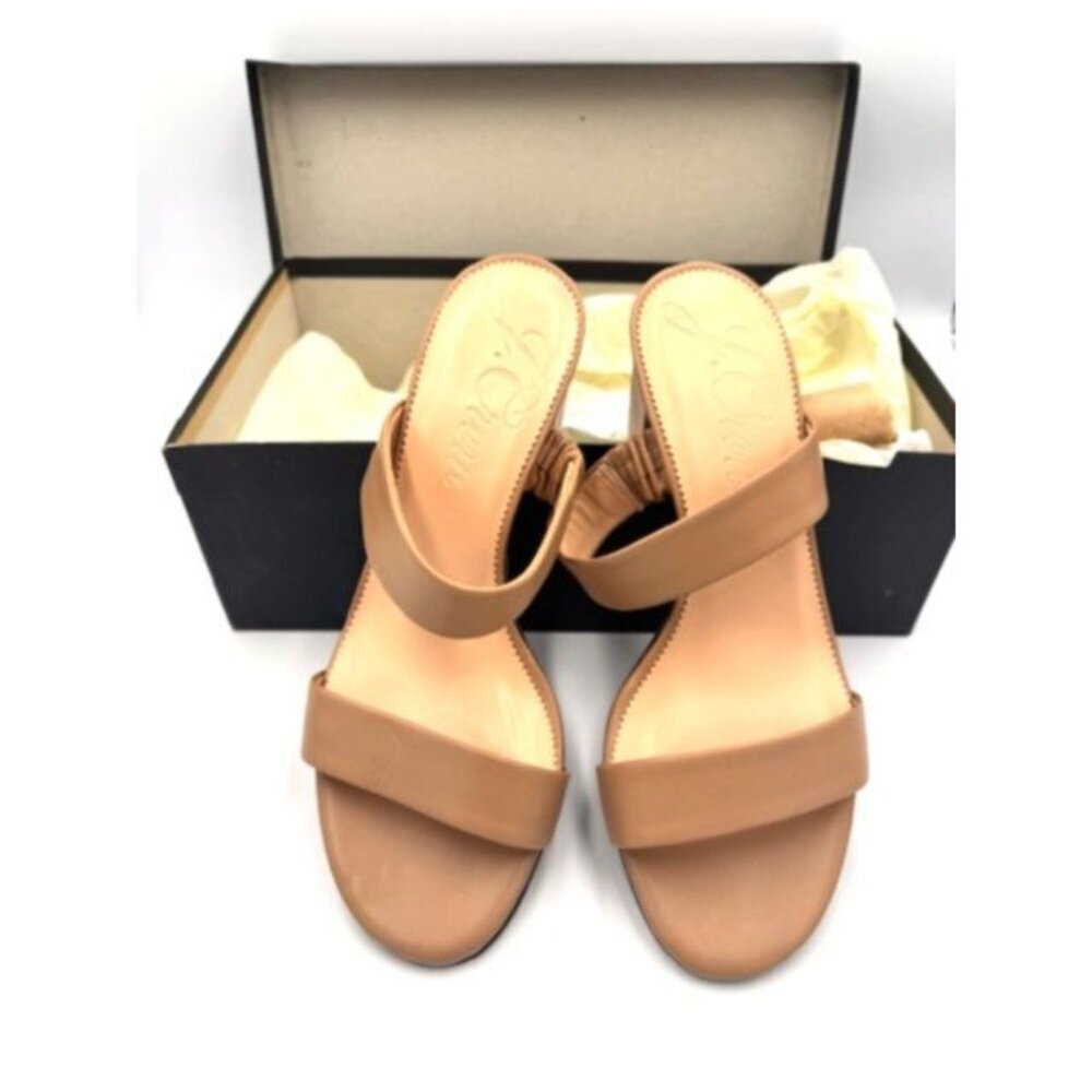 J.Crew Womens light camel Lucie Leather Block Heel Sandals Size 9 w/Box - Picture 6 of 12